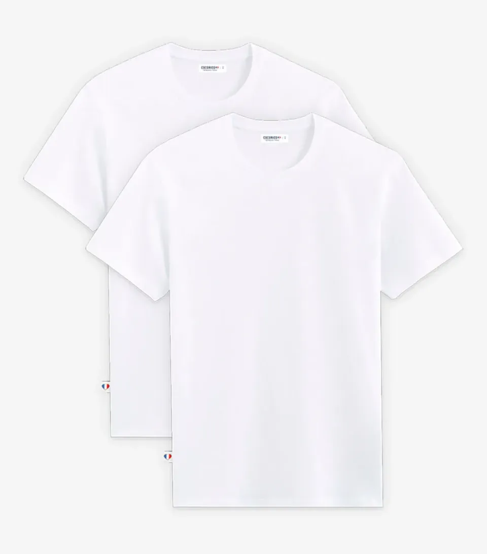 Cocorico Pack Blanc t-shirt homme blanc x2 coton