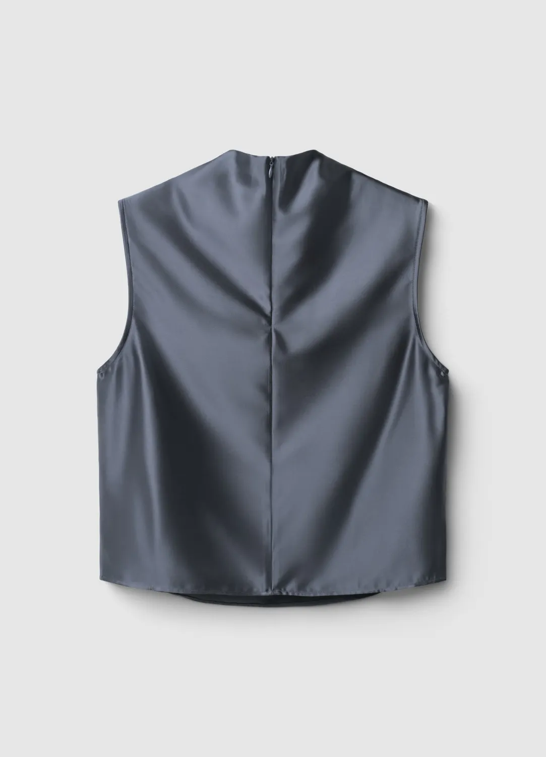 Calliope top effet satin col drapé sans manches soirée