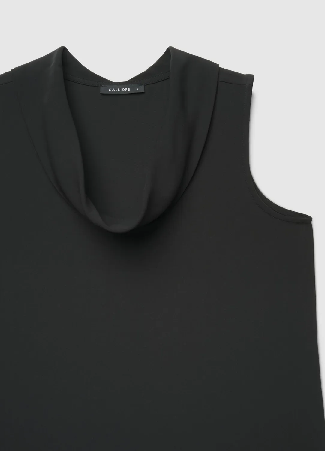 Calliope top femme col drapé sans manches uni