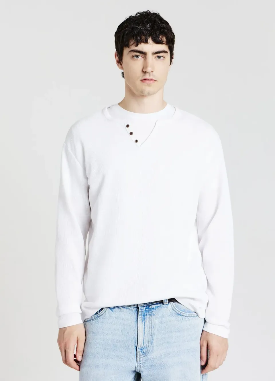 Calliope t-shirt homme manches longues col tunisien