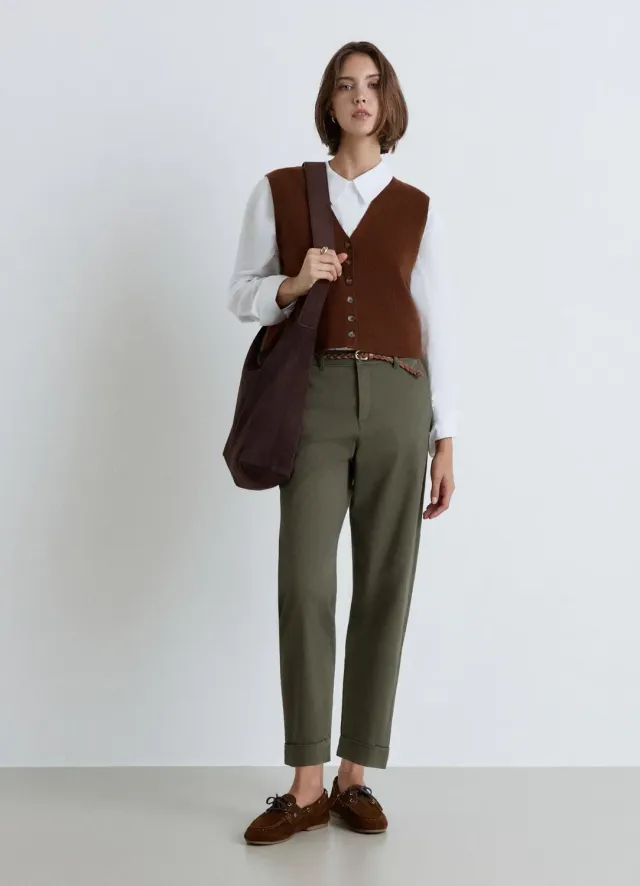 Calliope pantalon chino uni femme avec ceinture