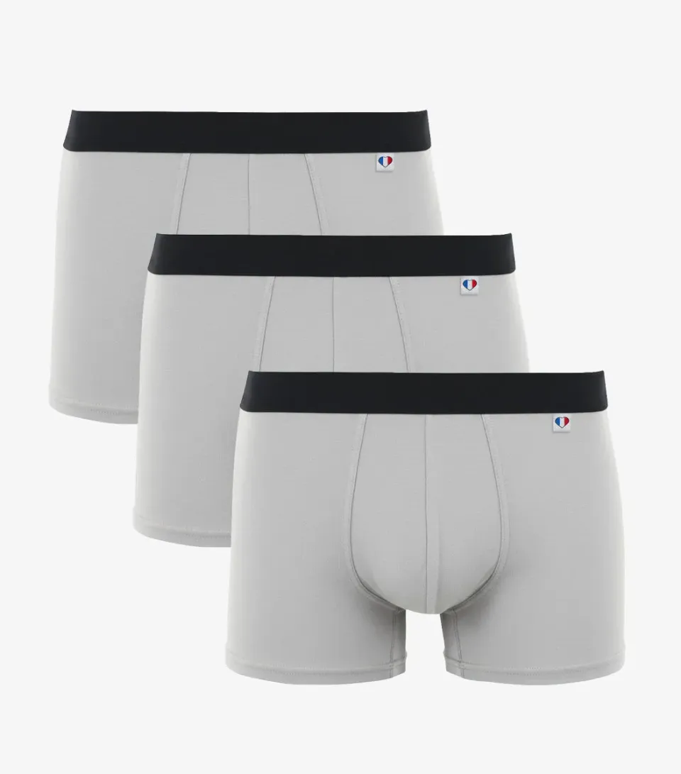 Cocorico Intemporel boxer homme gris x3 coton