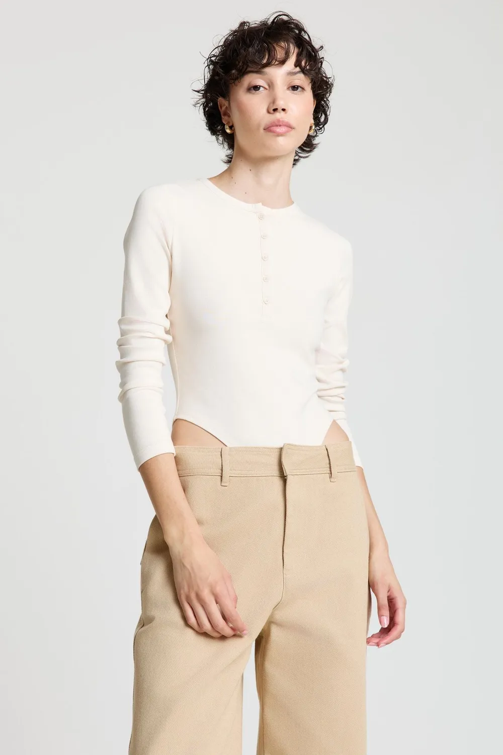 Calliope Body manches longues body femme uni col rond
