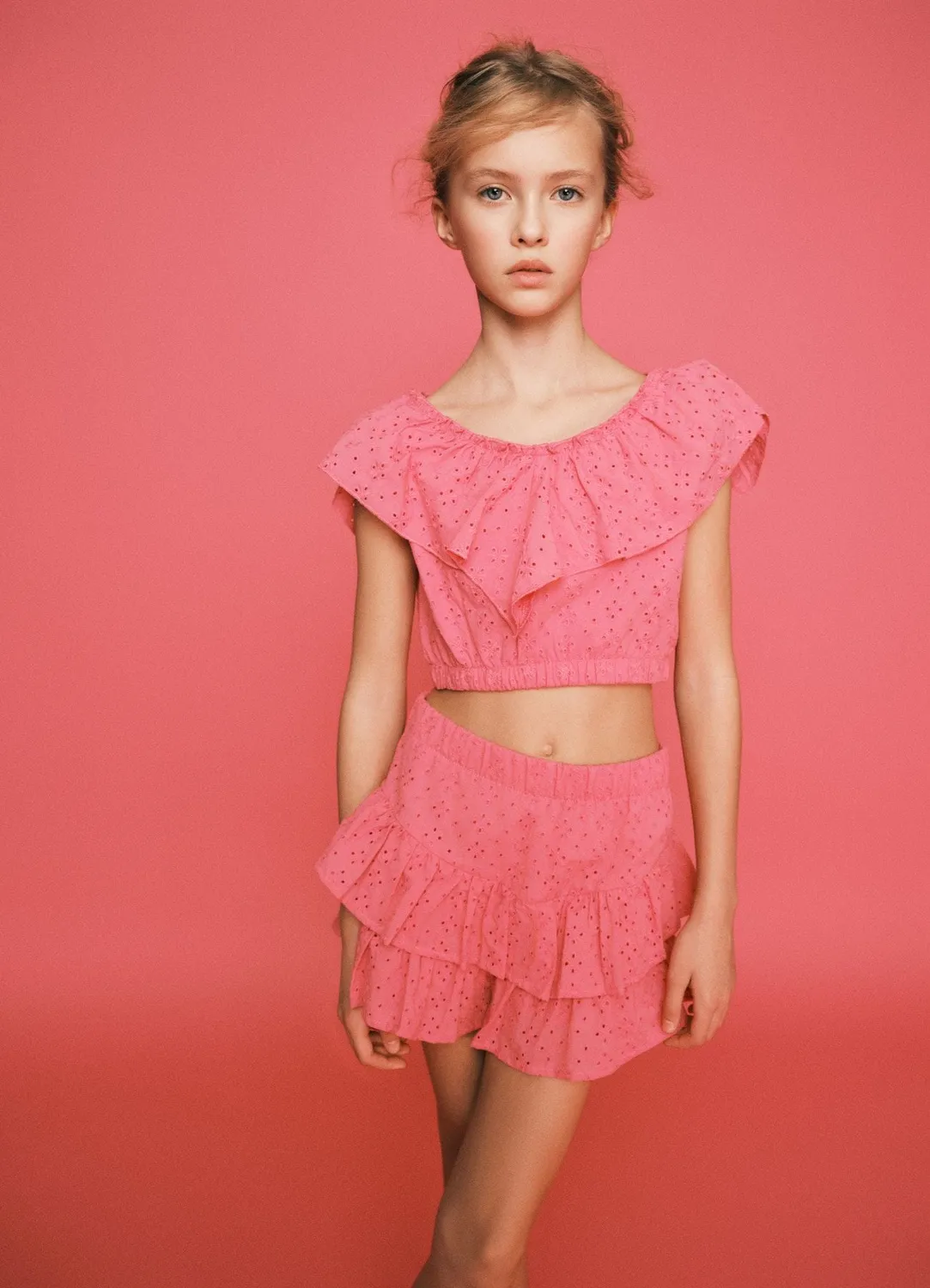 Calliope jupe-short fille volants broderie anglaise
