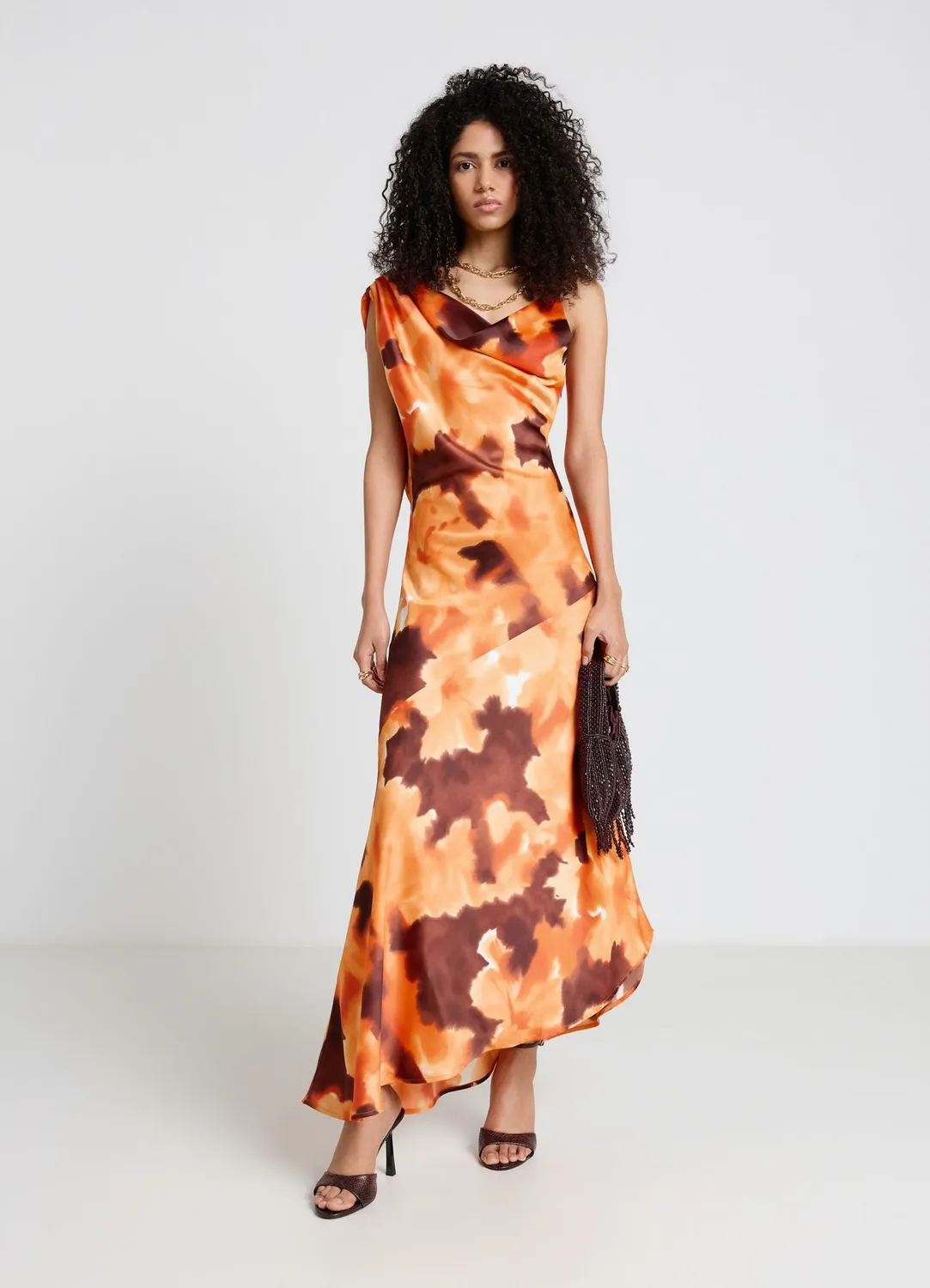 Calliope Robe tie-dye femme satinée une épaule