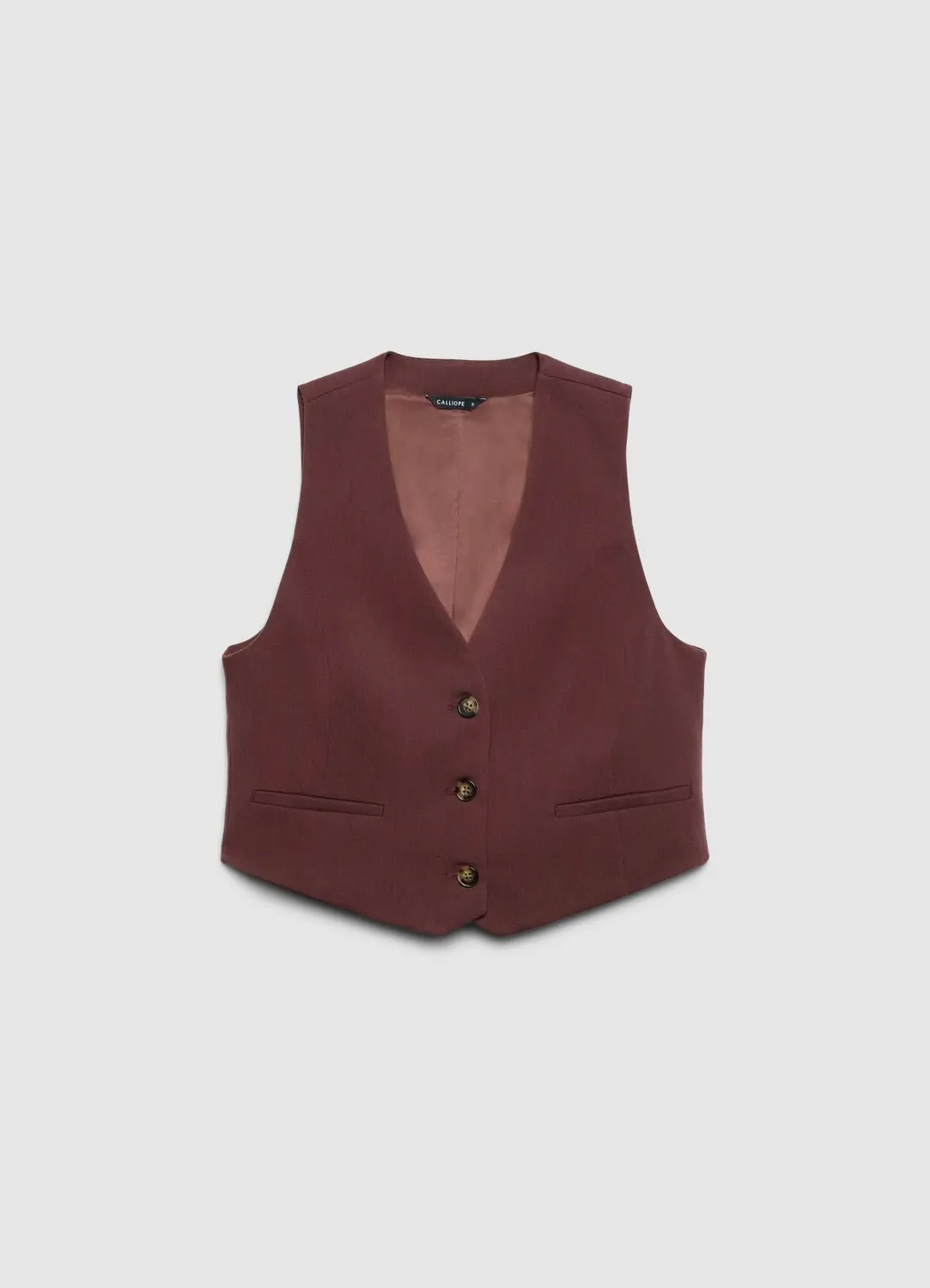 Calliope Gilet court boutons col V femme uni