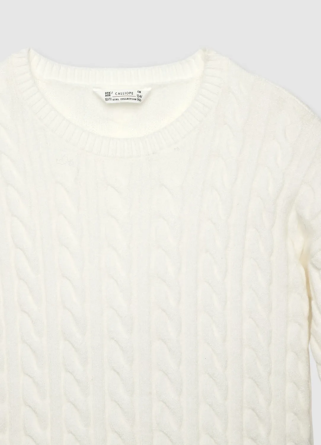 Calliope pull fille torsades col rond uni
