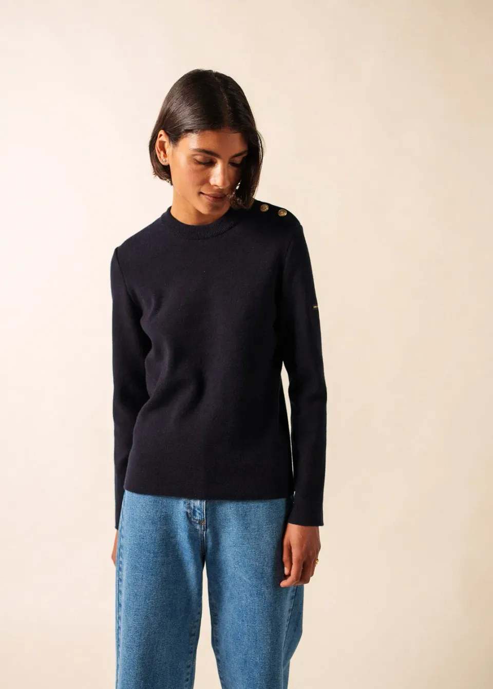 Saint James Brégançon cachemire pull marin navy