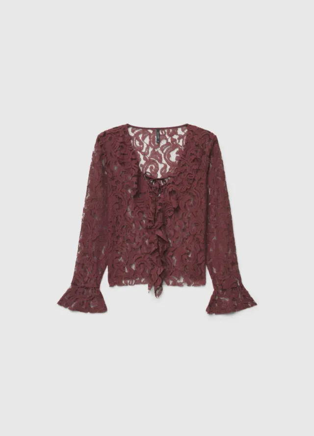 Calliope blouse dentelle à volants chemisier femme col V