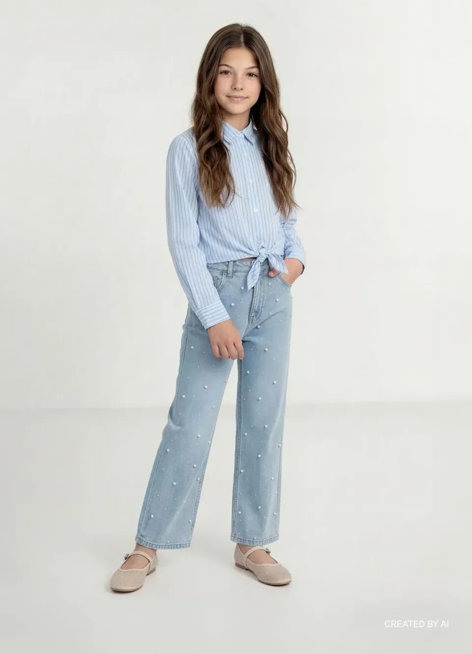 Calliope chemise crop rayures fille à nœud