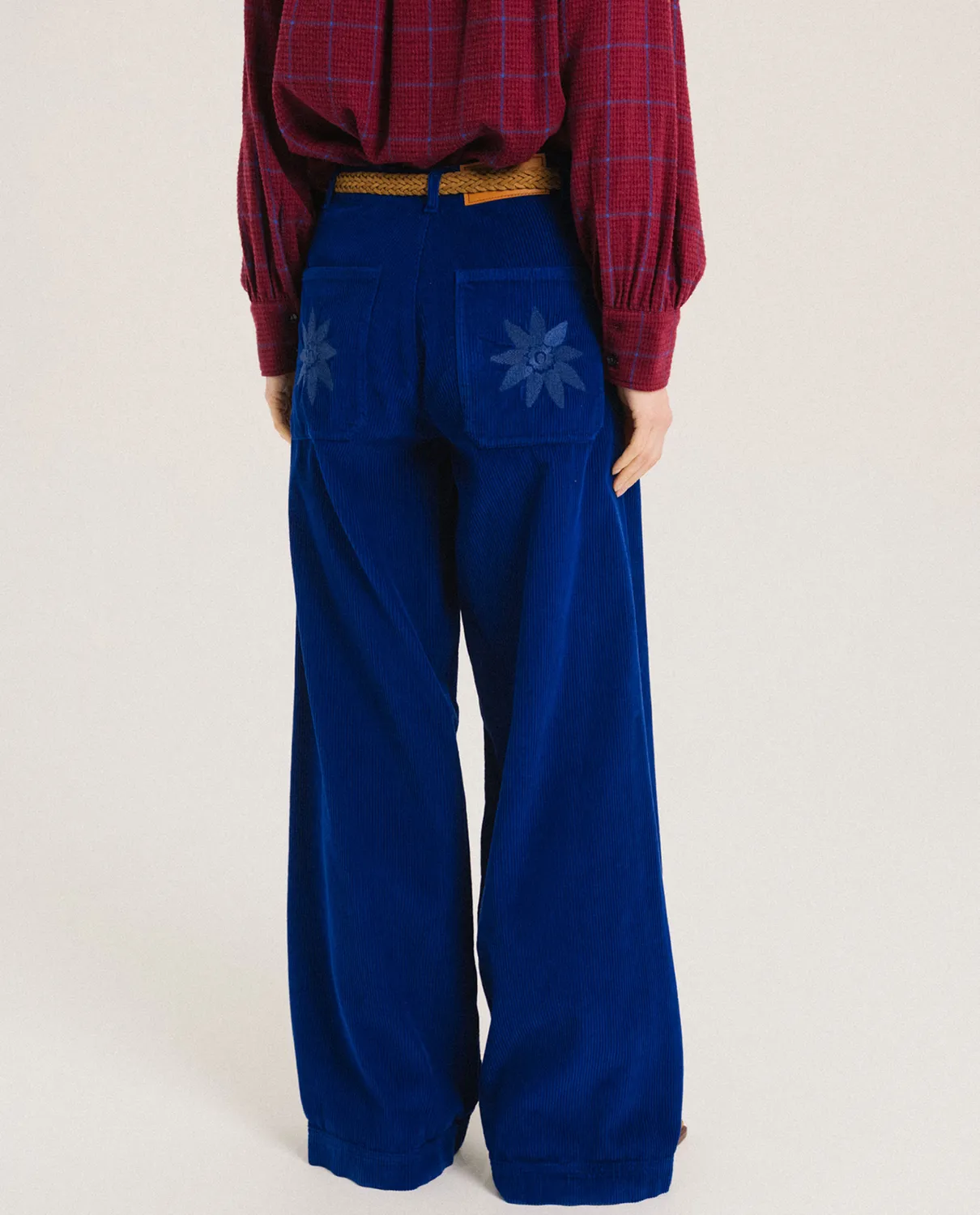 Tinsels Fedel pantalon velours klein brodé