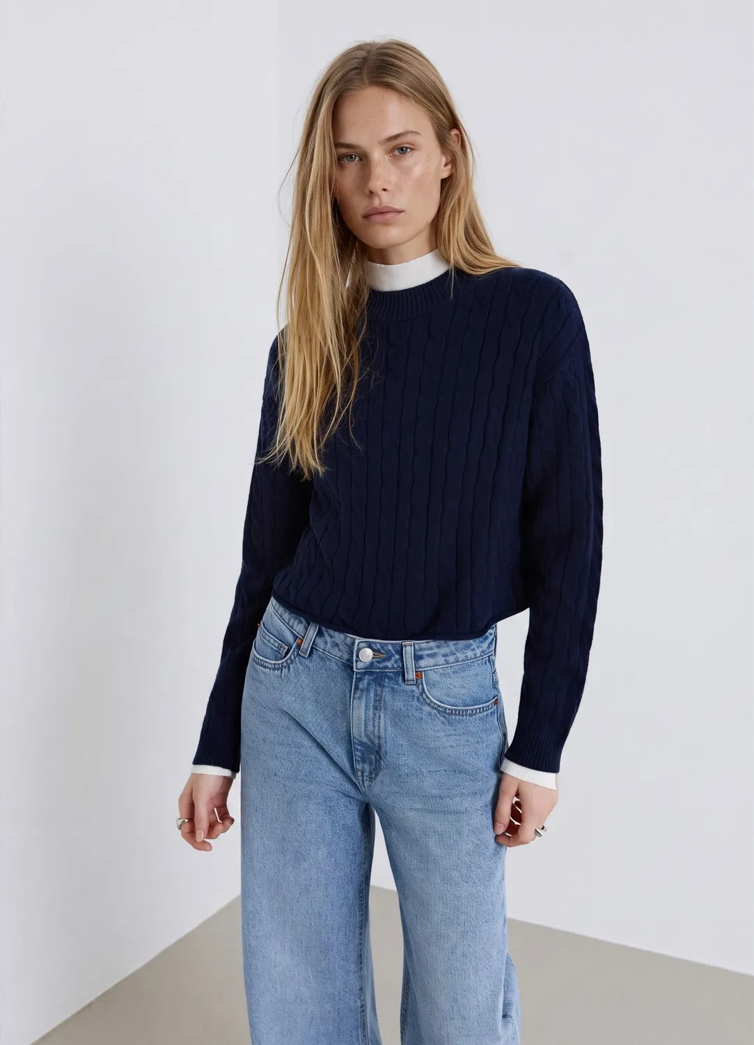 Calliope pull crop torsadé col rond femme manches longues