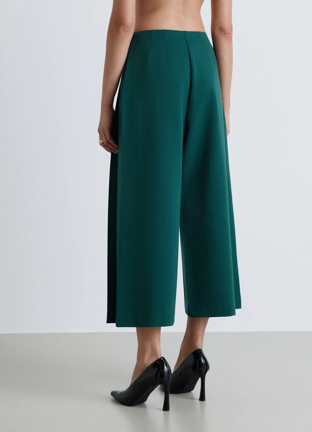 Calliope pantalon culotte femme plis taille haute cropped