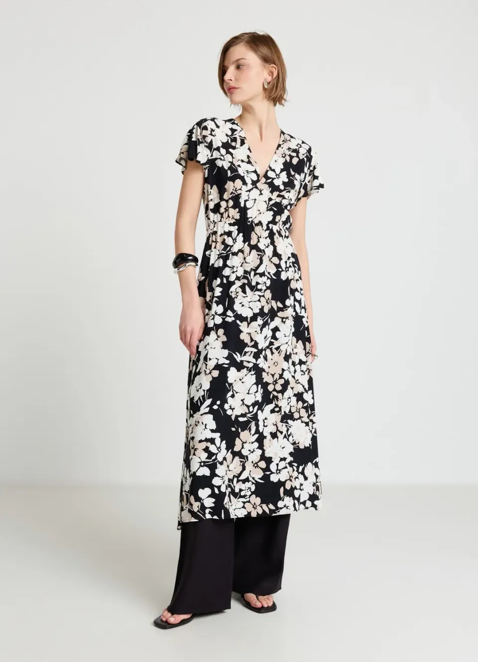 Calliope robe midi femme fleurs col V