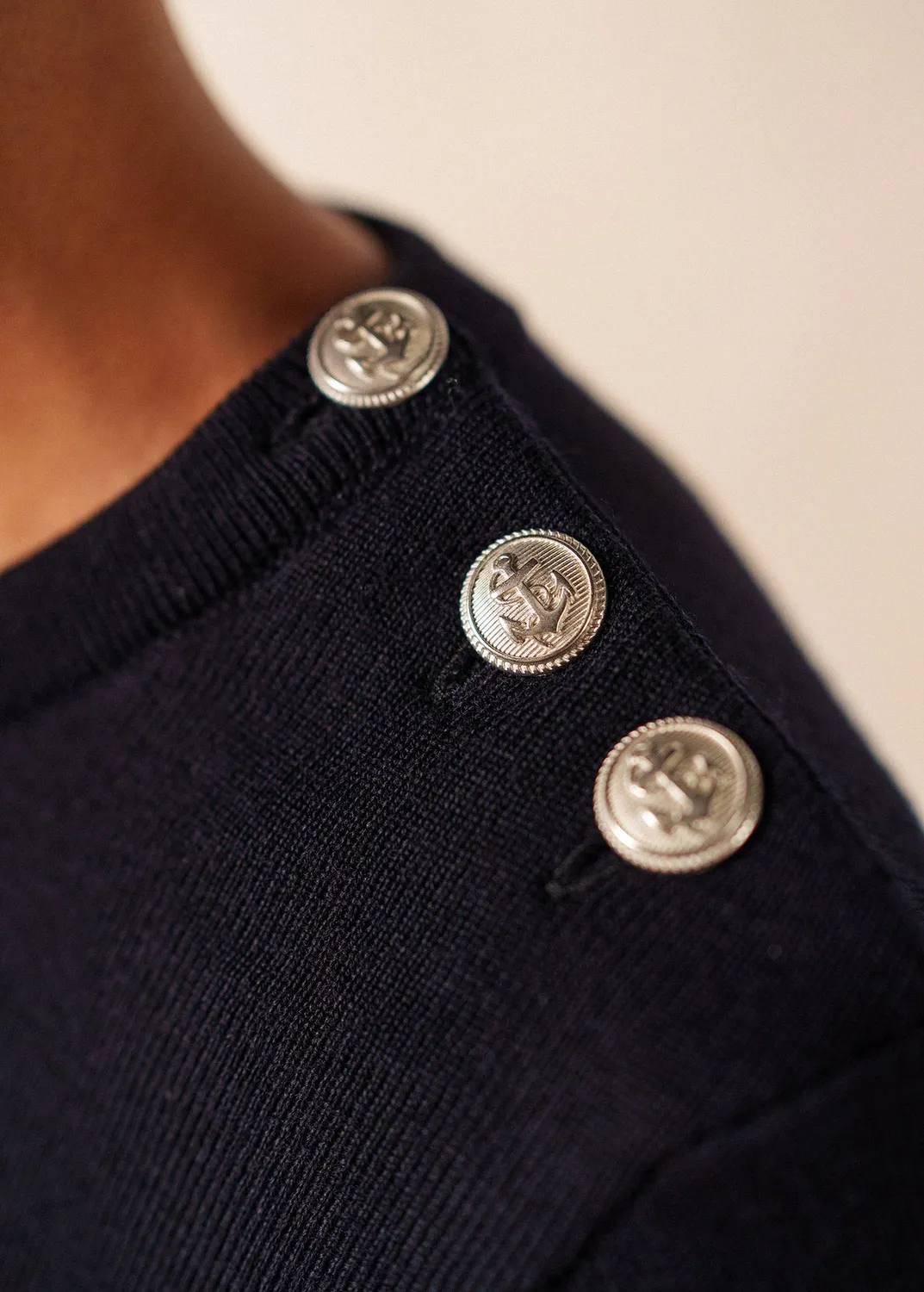 Saint James Marée pull marin navy écume 100% laine