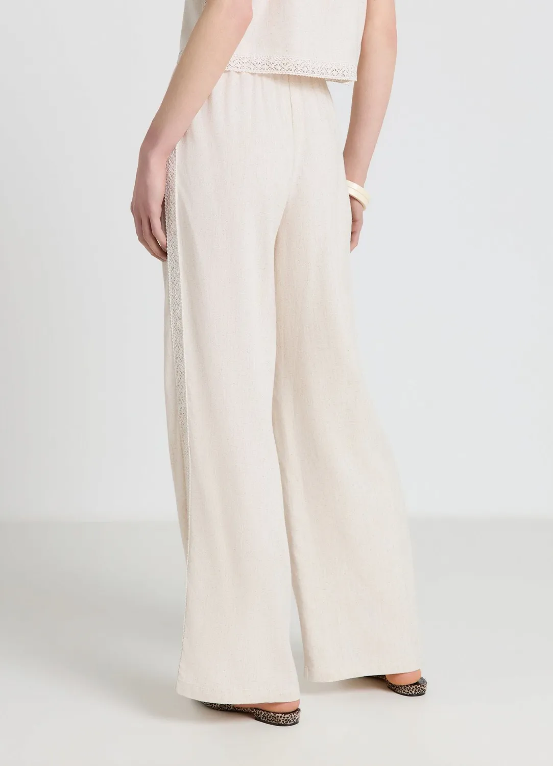 Calliope pantalon wide leg cordon macramé pantalon large bohème
