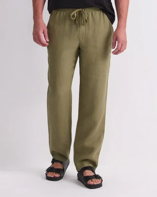 Caffery Yarn-Dyed pantalon lin homme droit