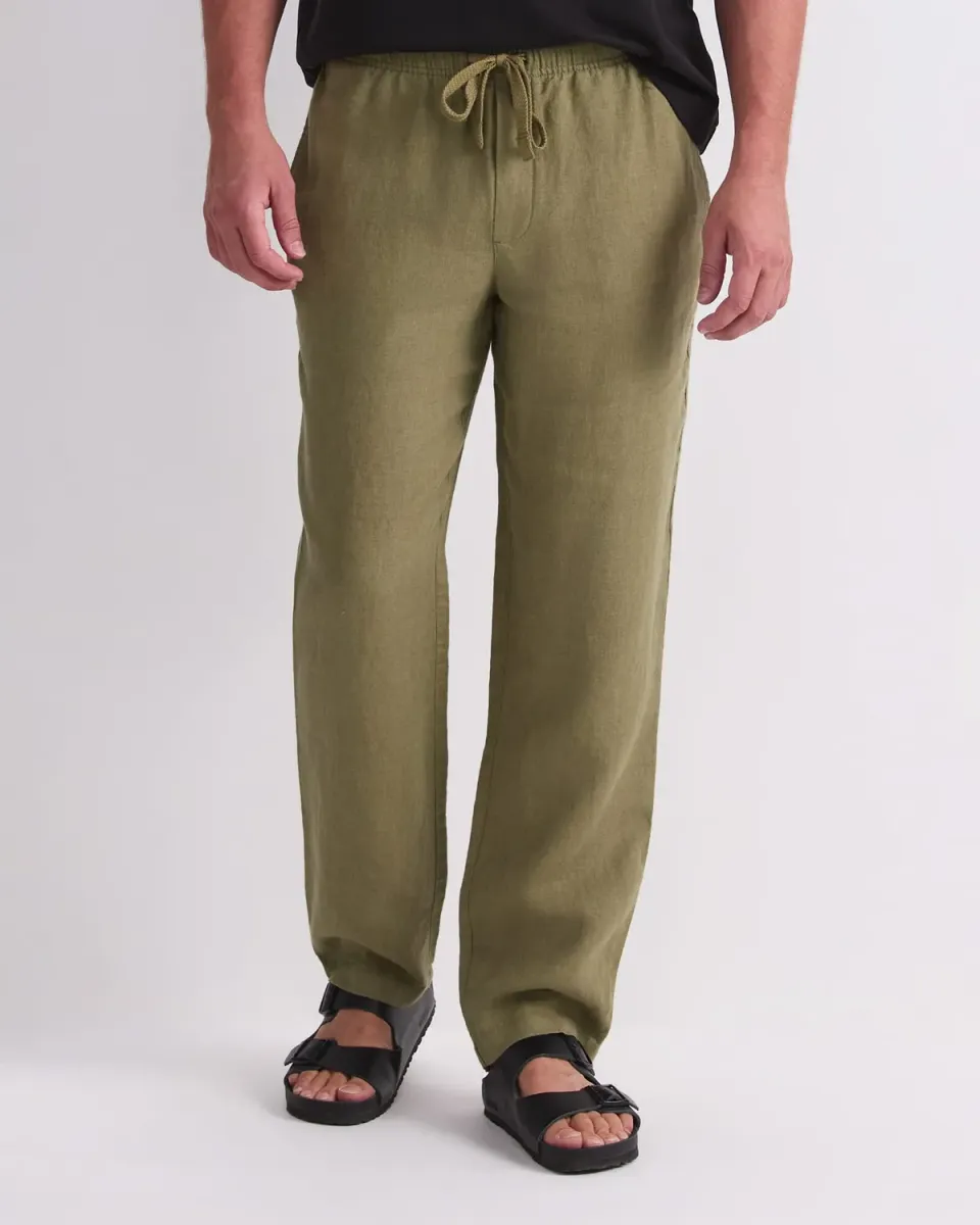 Caffery Yarn-Dyed pantalon lin homme droit