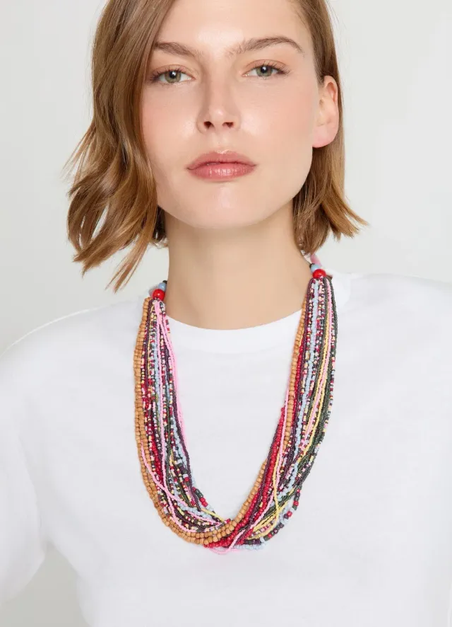 Calliope collier femme ras du cou multi-rangs perles