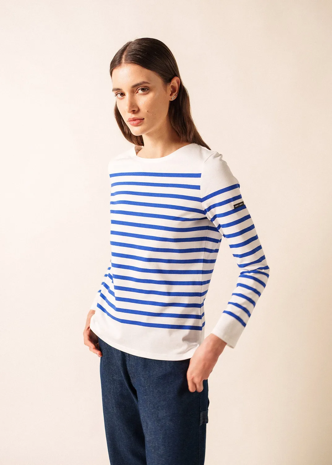 Saint James Naval marinière neige/gitane coupe ajustée femme