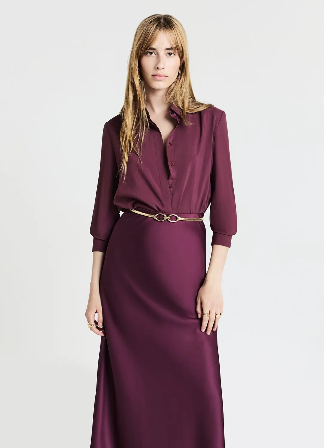 Calliope Chemise Body Unie Femme Manches Longues