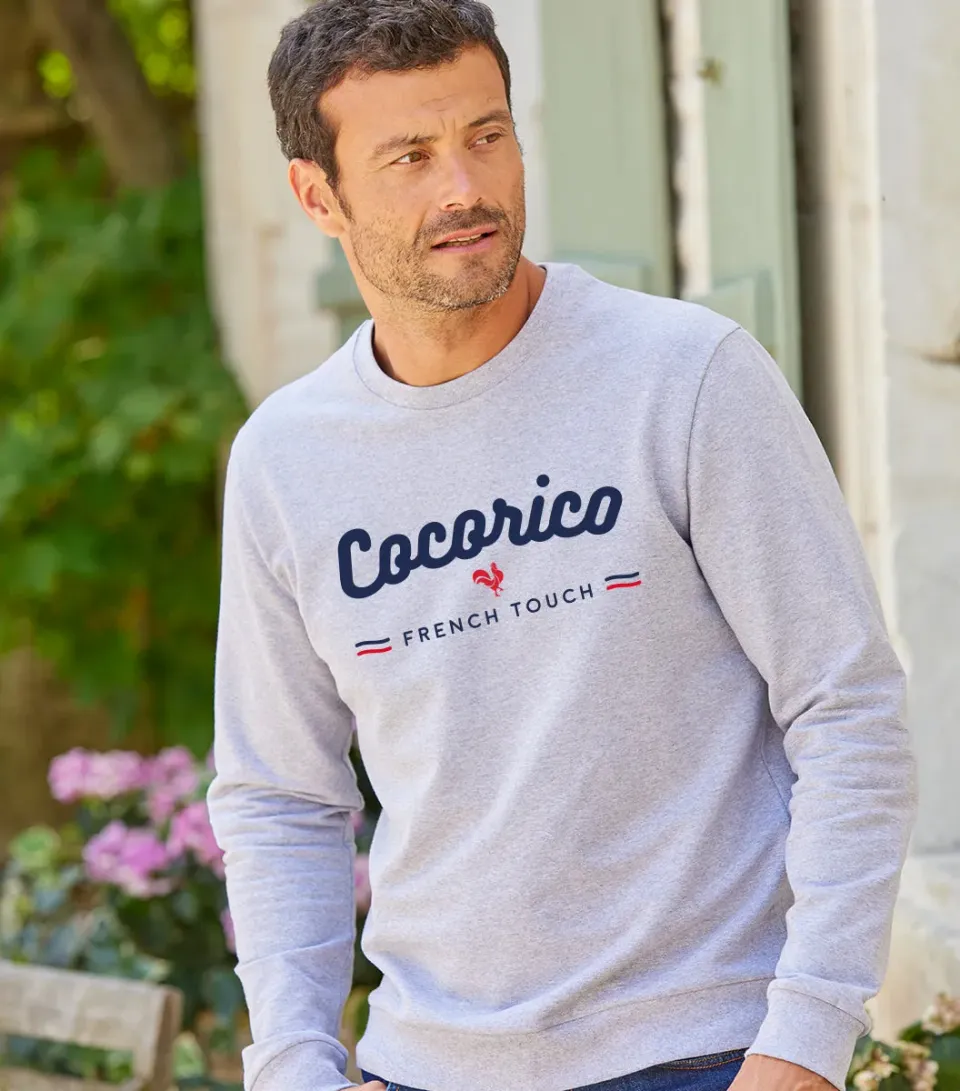 Cocorico French Touch sweat homme gris coton
