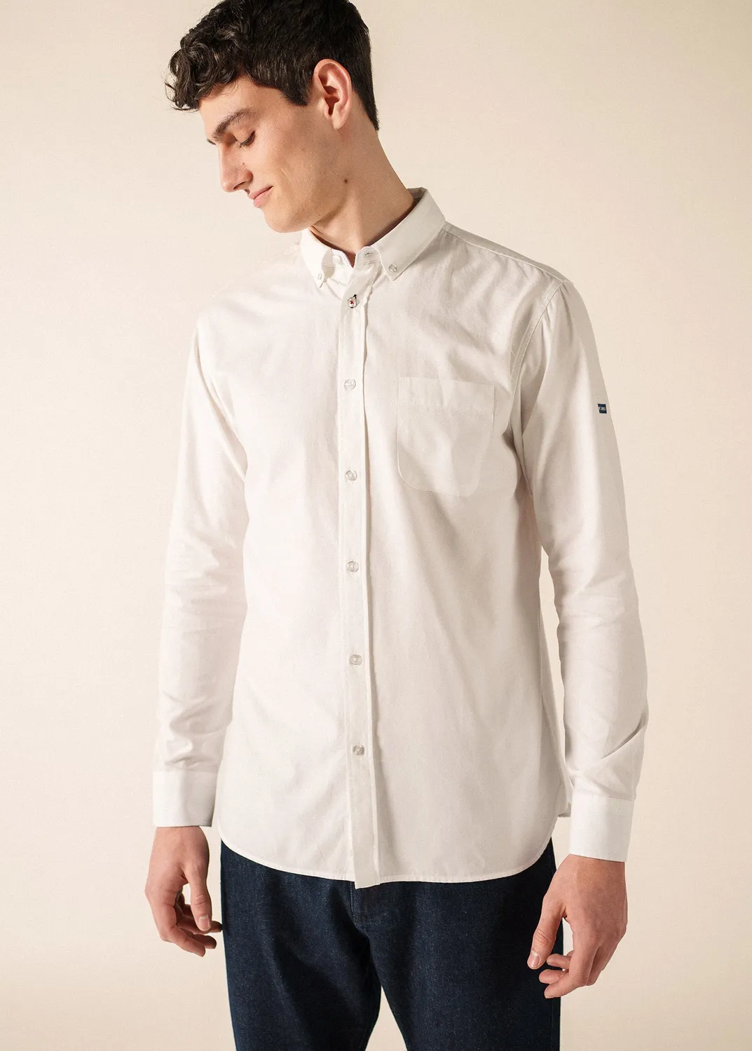 Saint James Oran chemise blanche dobby coton bio