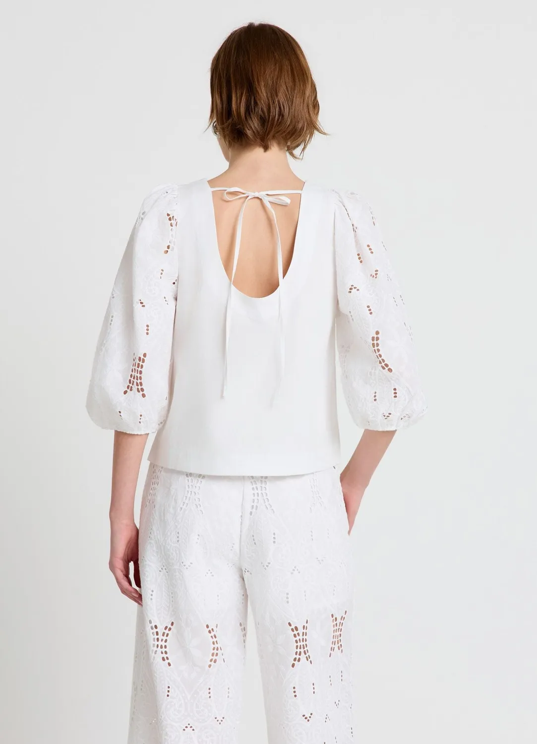 Calliope blouse col large manches ballon broderie