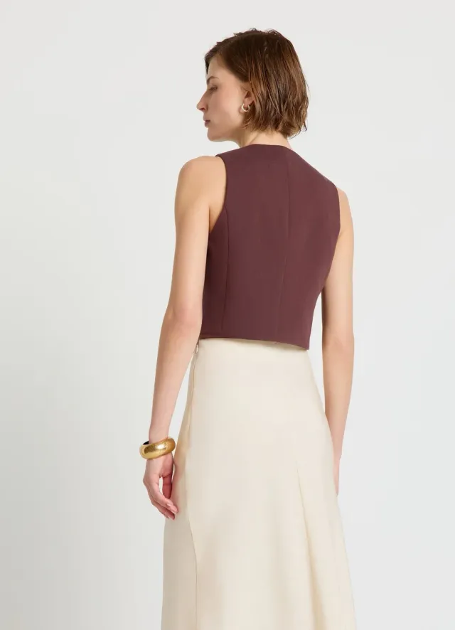 Calliope Gilet court boutons col V femme uni
