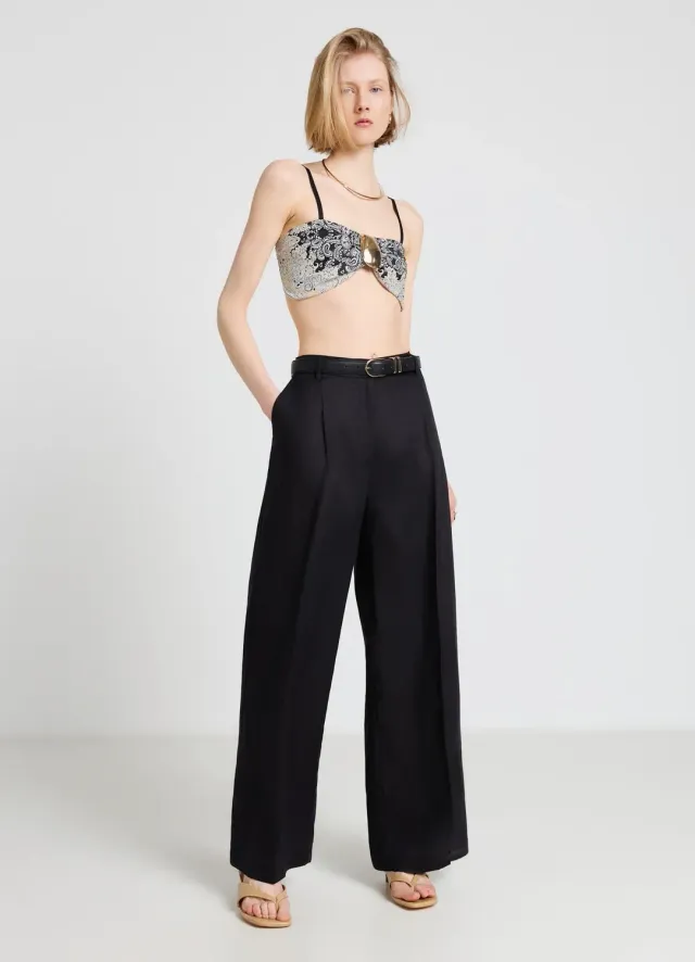 Calliope pantalon palazzo lin large femme