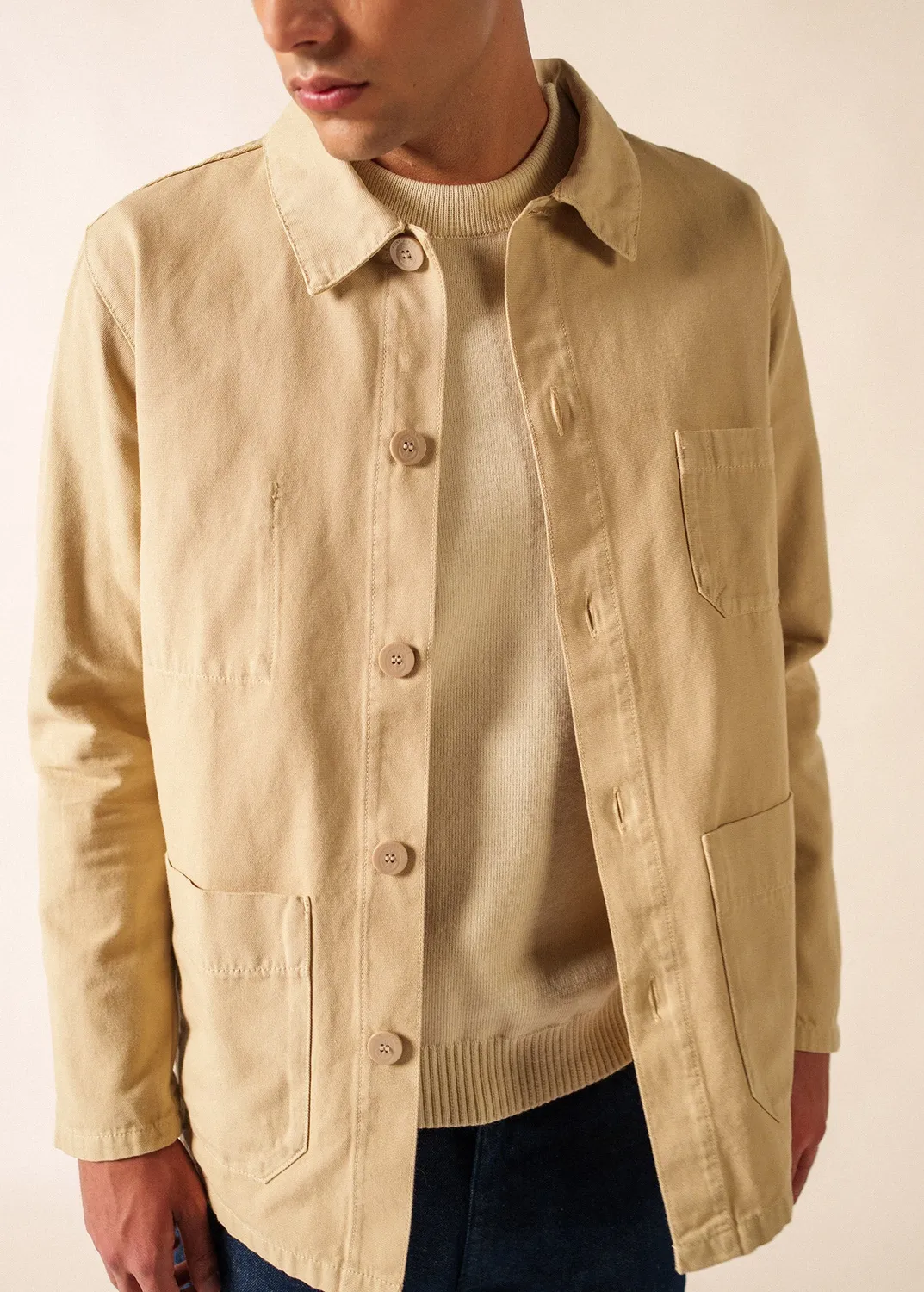 Saint James Sirocco veste coton sable coupe droite