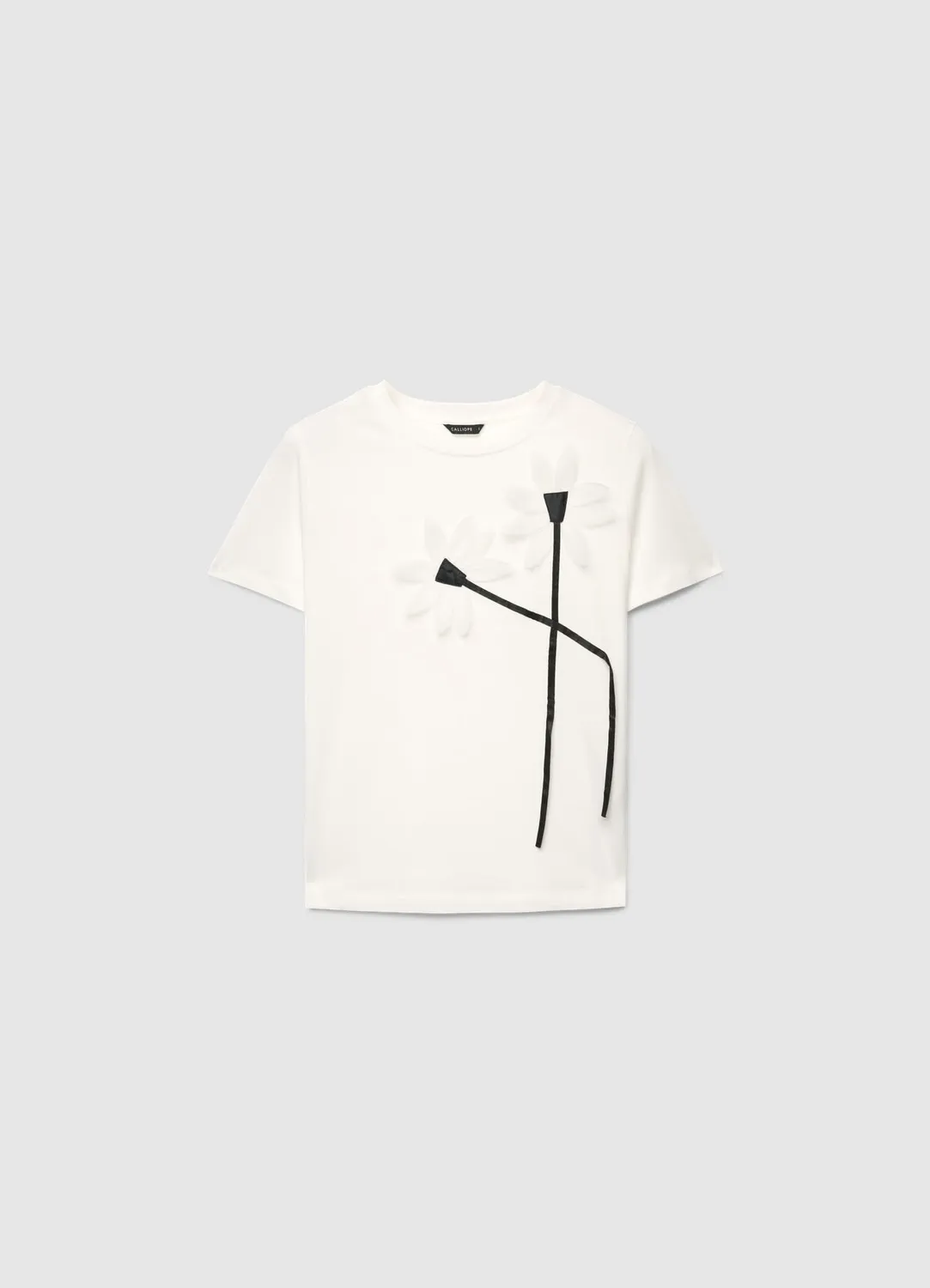 Calliope t-shirt fleurs appliquées femme col rond