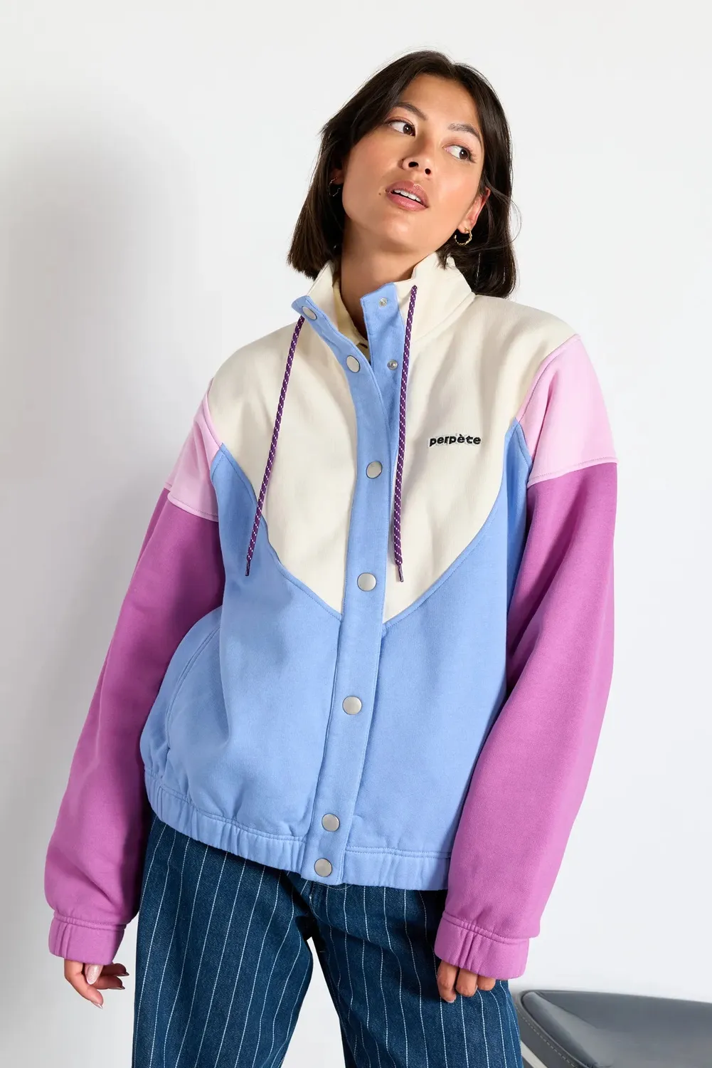 Perpète Laura veste bleue molleton bio