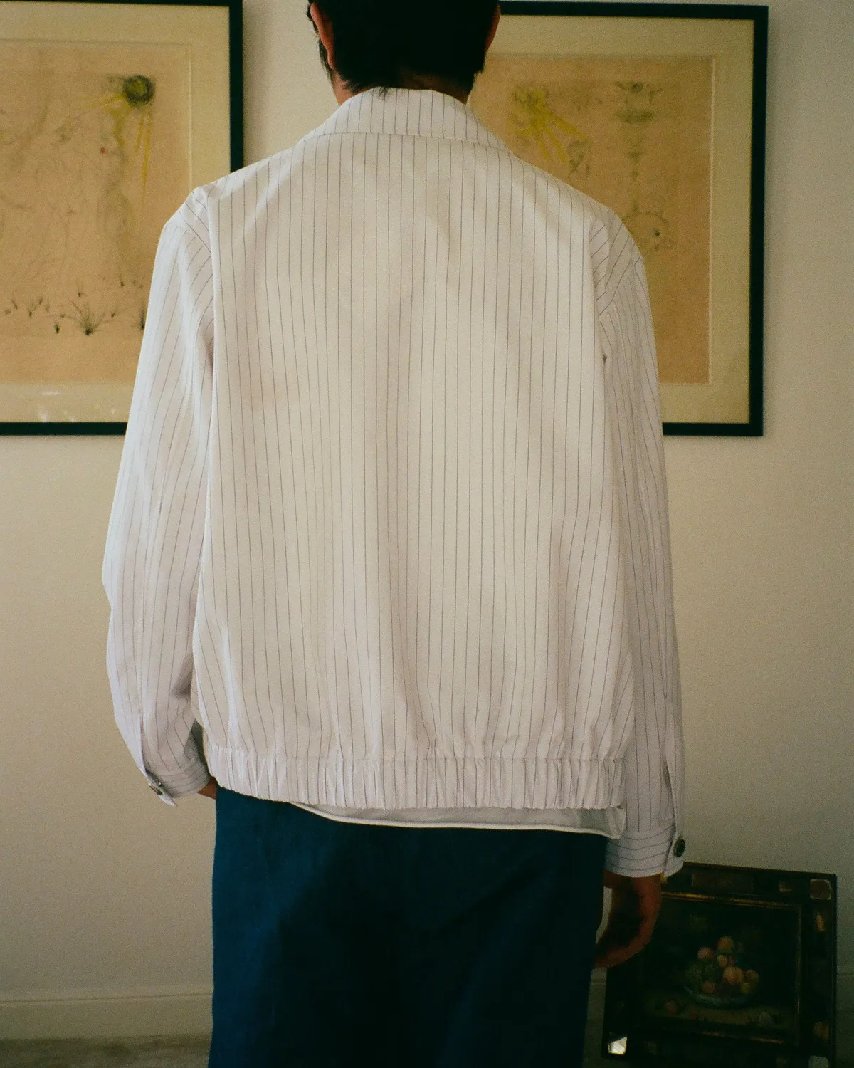 Erevan Lipp veste poplin blanche rayures boxy