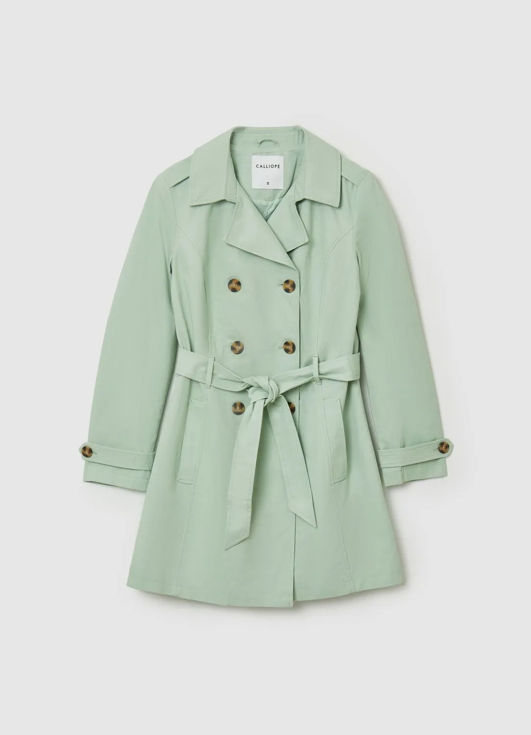 Calliope trench femme coton uni ceinturé