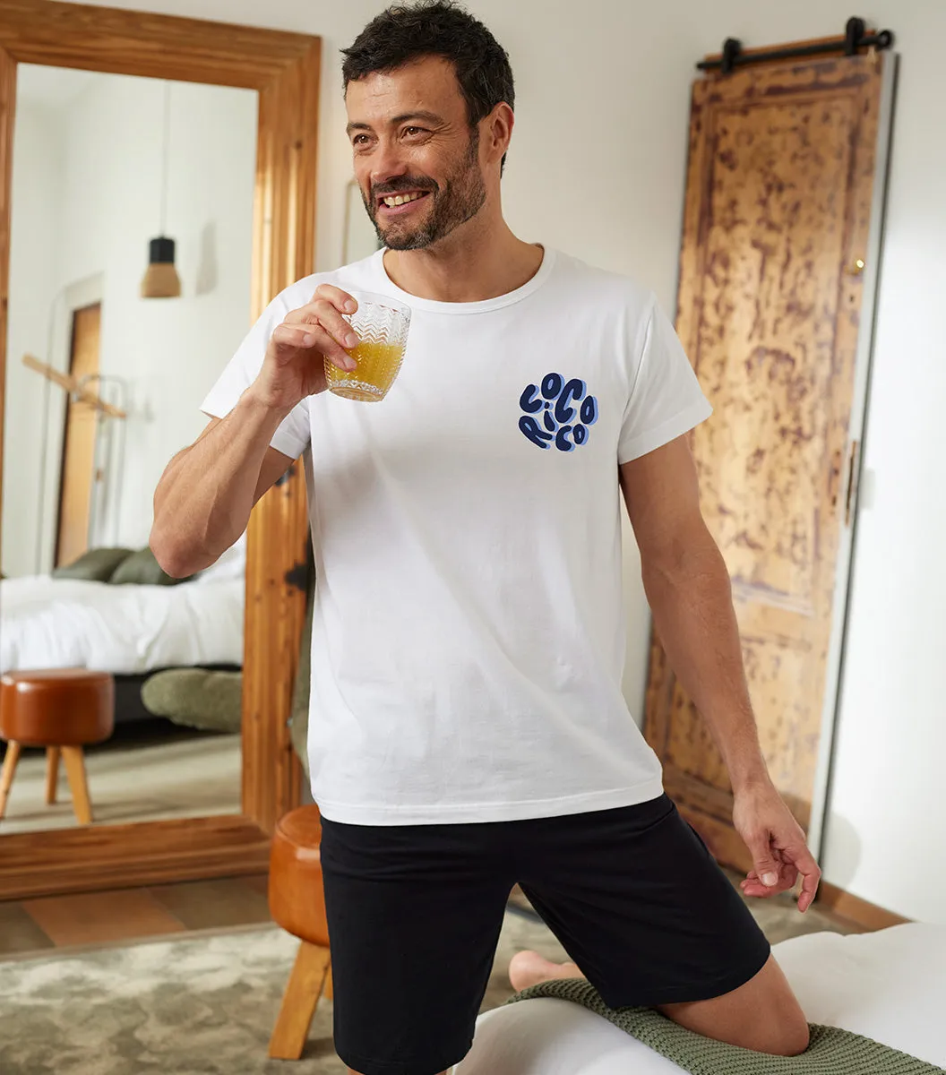 Cocorico Nuage Blanc/Noir pyjama homme coton