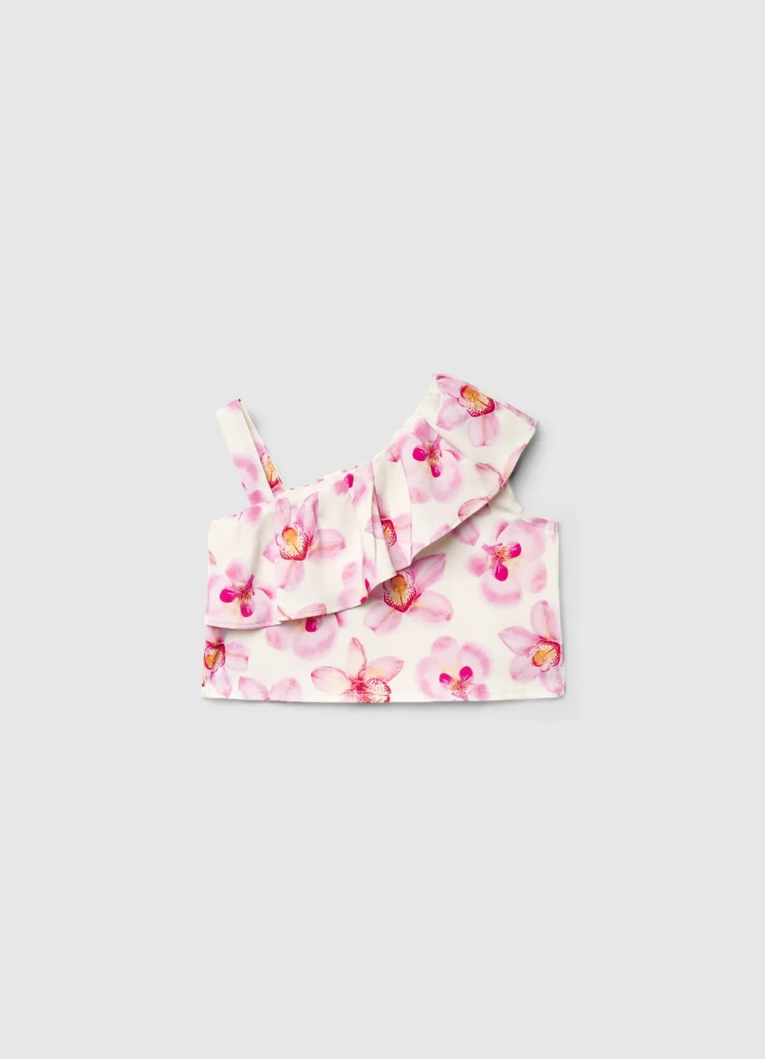 Calliope volant top fille fleurs monospalla court