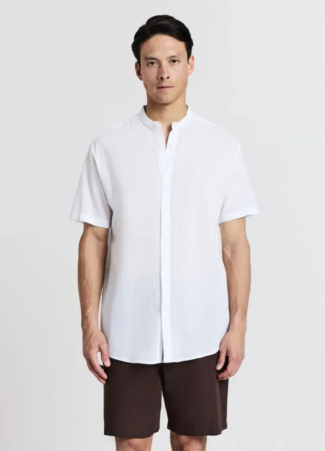Calliope chemise col coréen homme manches courtes coton