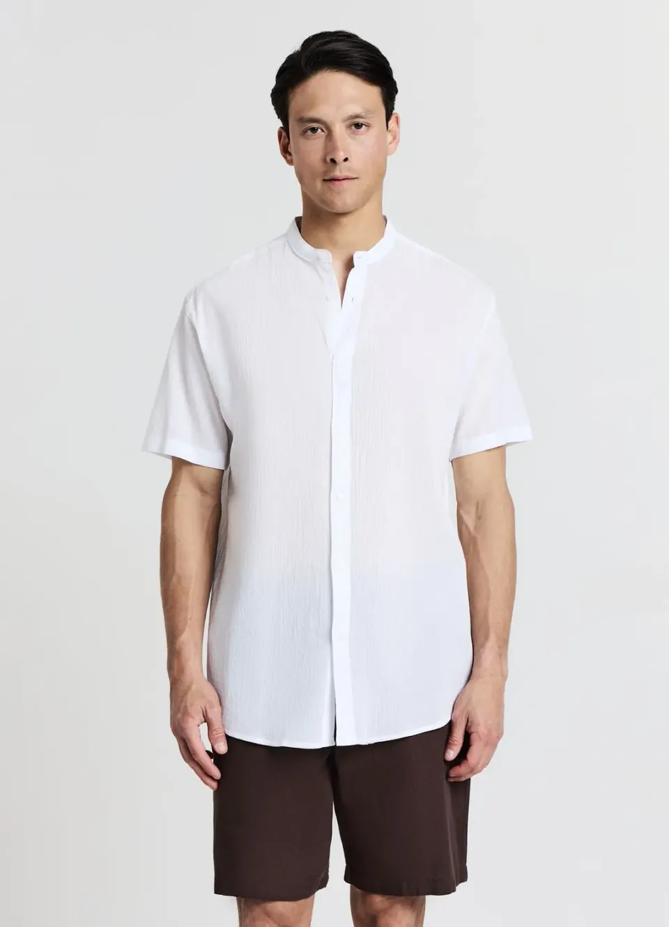 Calliope chemise col coréen homme manches courtes coton