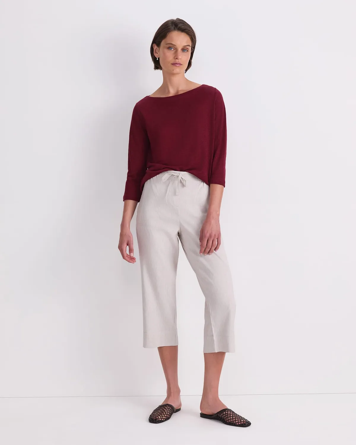 Sportscraft Rosa pantalon lin court taille 10