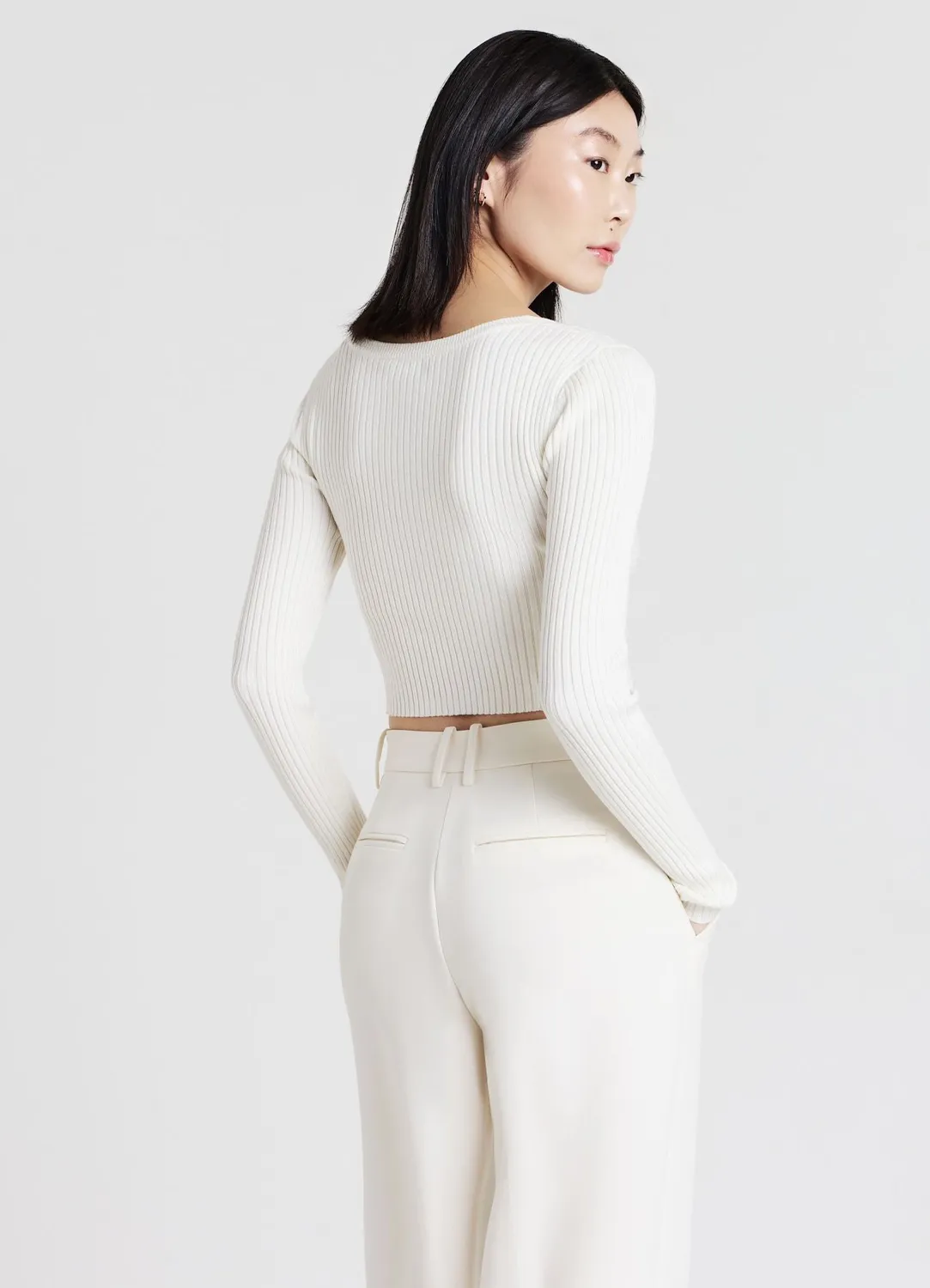 Calliope Maglia Incrociata top côtes femme S col V