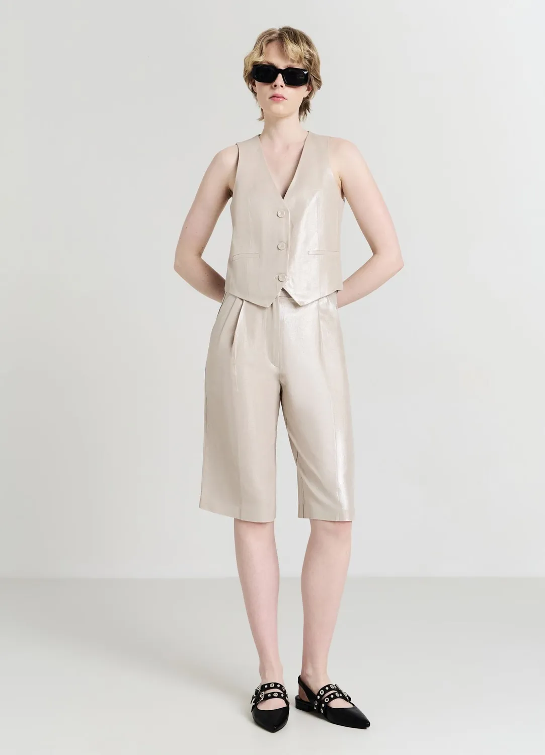 Calliope gilet femme laminé 3 boutons taille S