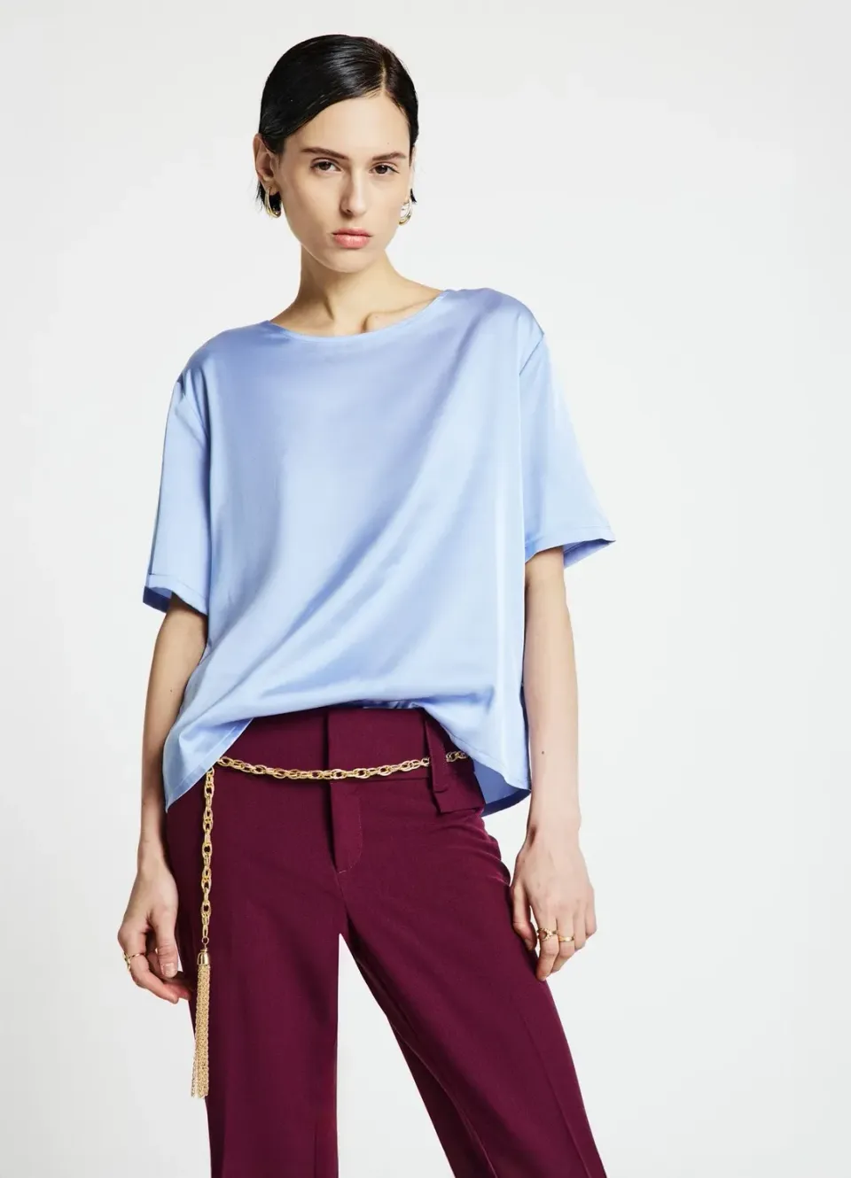 Calliope t-shirt satiné femme col rond uni