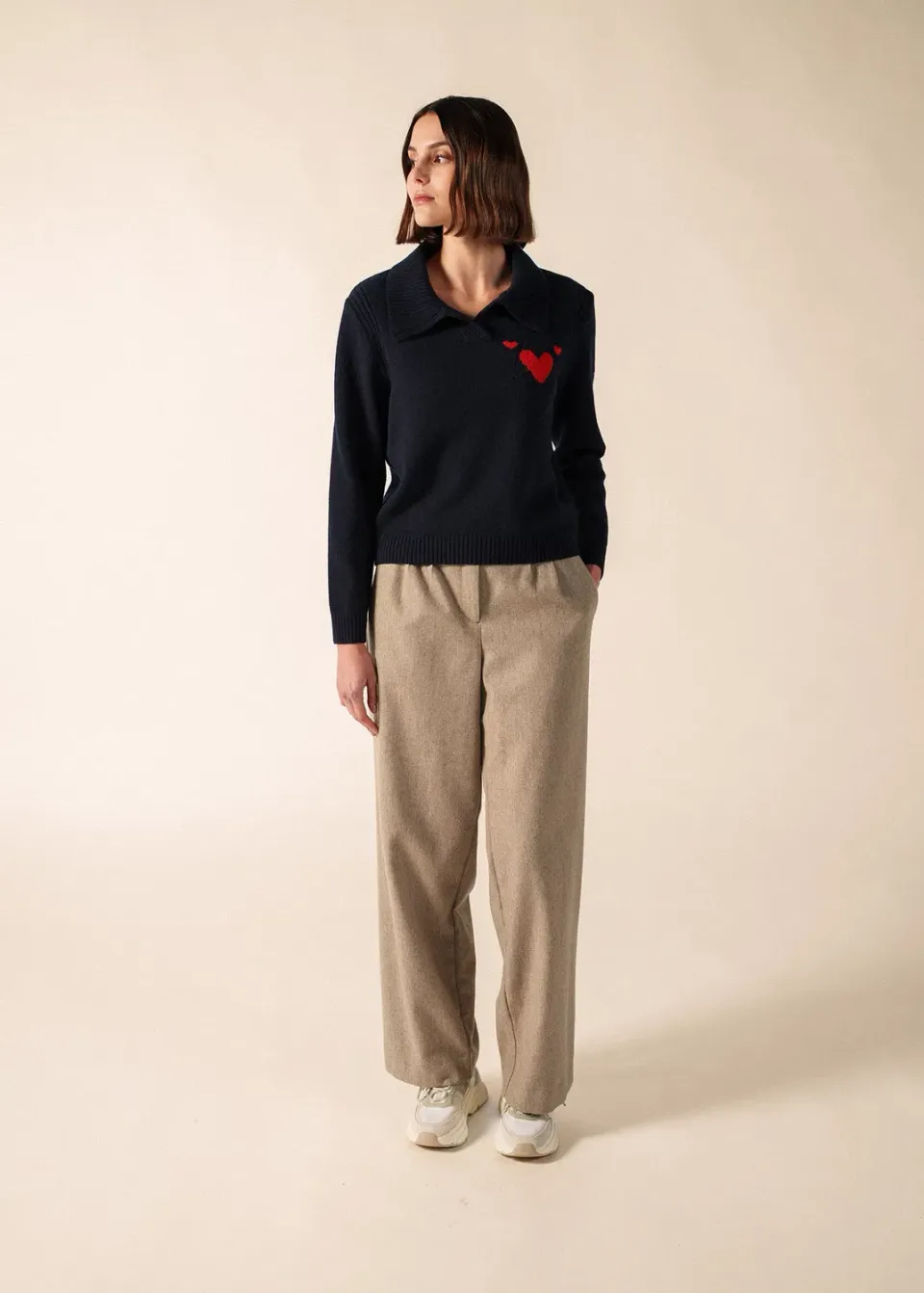 Saint James Portune pull col vareuse navy tulipe laine