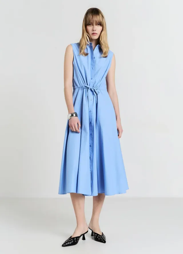 Calliope robe longue sans manches femme boutonnée