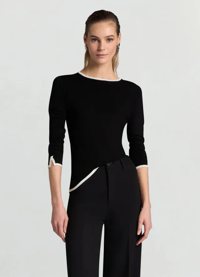 Calliope Profils pull col rond contraste femme