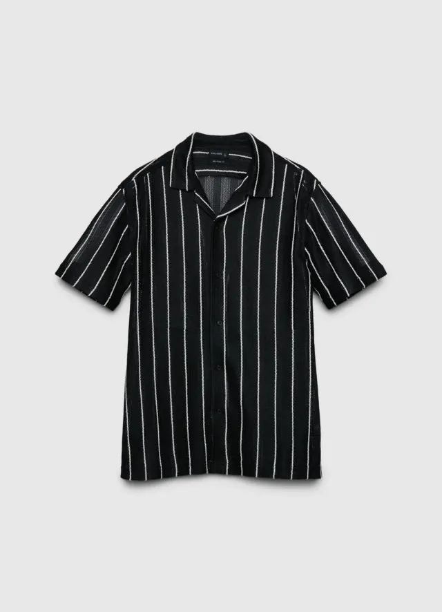 Calliope chemise bowling homme rayée ajourée
