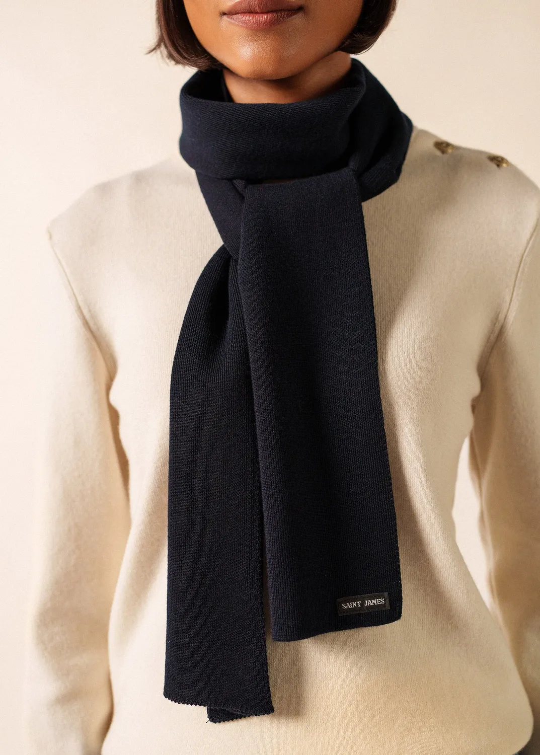 Saint James Duguay écharpe mixte laine navy