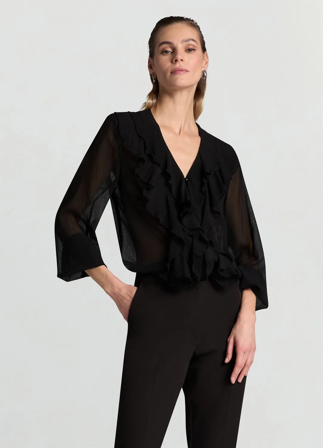 Calliope Blouse Femme Volants Col V Unie