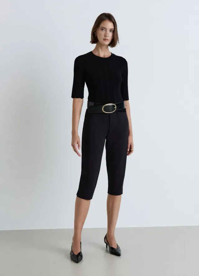 Calliope t-shirt femme côtelé bords ondulés 3/4